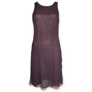 Giorgio Armani Sleeveless Mesh Lace Overlay Mini Dress Brown Medium 6 / 42 IT